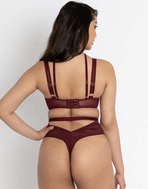 Buckle Up Padded Half Cup Bra - Oxblood